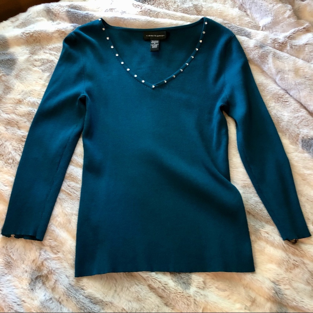 Blue ribbed sweater